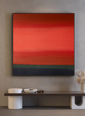 原创手绘油画【福禄】大气复古红色画玄关客厅餐厅沙发背景墙挂画