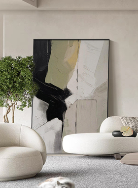 纯手绘油画【柳絮】绿色抽象肌理画玄关餐厅客厅沙发背景墙挂画