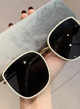 2025年新款白色凹造型墨镜大框大脸方形太阳眼镜女网红复古韩版潮