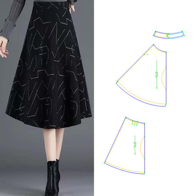 服装纸样2021新款毛呢半裙