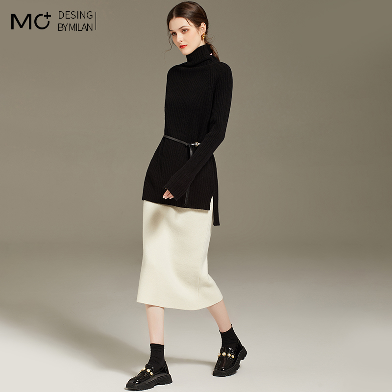 加厚中长款100%羊毛衫