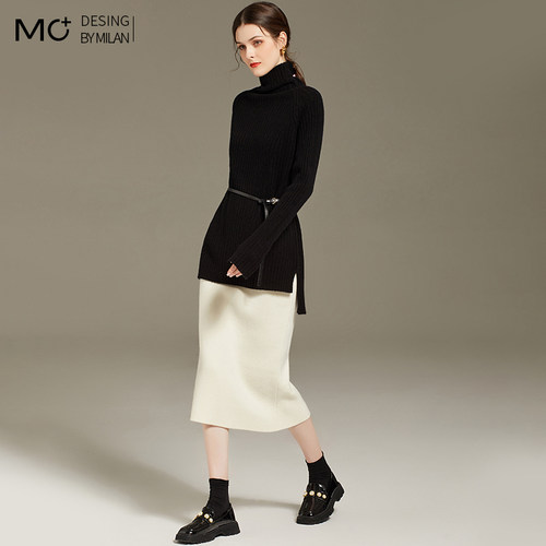 加厚中长款100%羊毛衫