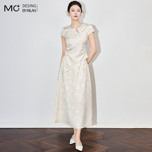 2026夏季新款中式国风旗袍连衣裙雅致半裙高级感浮雕提花裙子套装