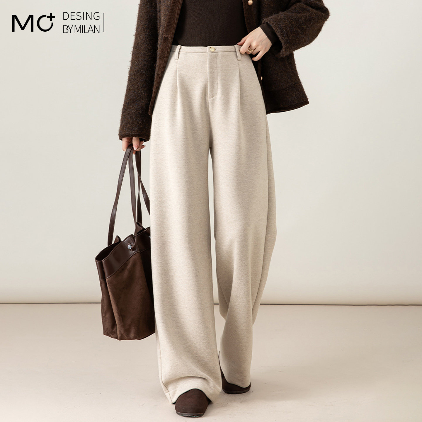 2025秋冬新款宽松毛呢阔腿裤女高腰休闲直筒醋酯针织羊毛裤子,女装/女士精品,休闲裤,淘宝优惠券,粉丝福利购,淘宝优惠卷