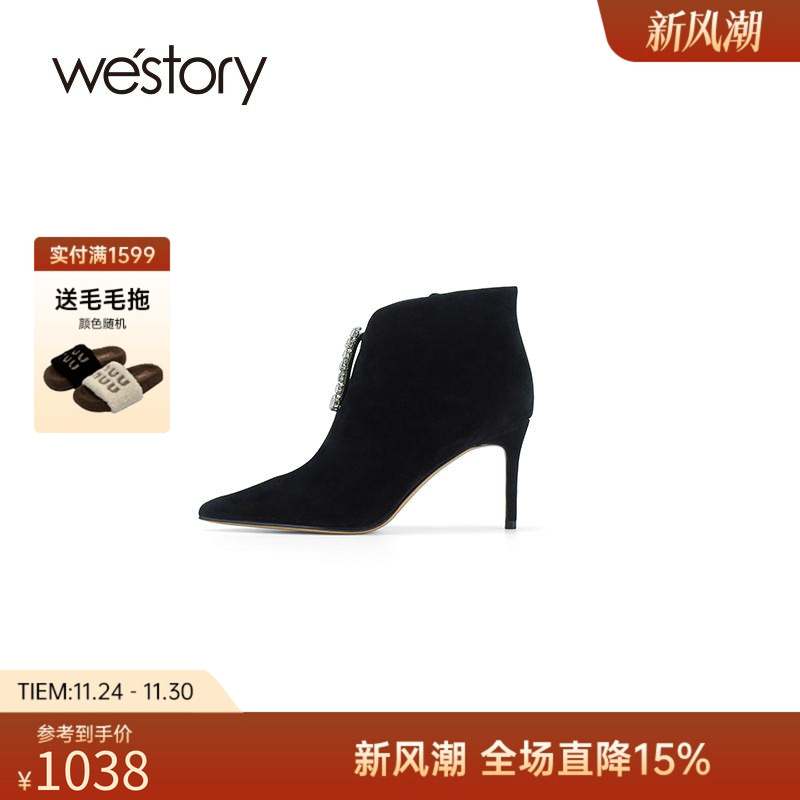 westory冬季新品细高跟短靴