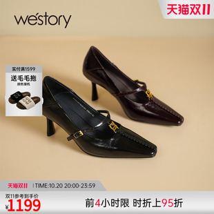 女气质高跟不累脚浅口单鞋 复古玛丽珍鞋 法式 westory2025新款