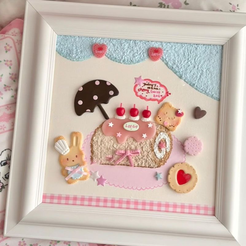 ins风蛋糕萌趣可爱创意装饰画儿童房轻奢客厅艺术沙发背景墙挂画