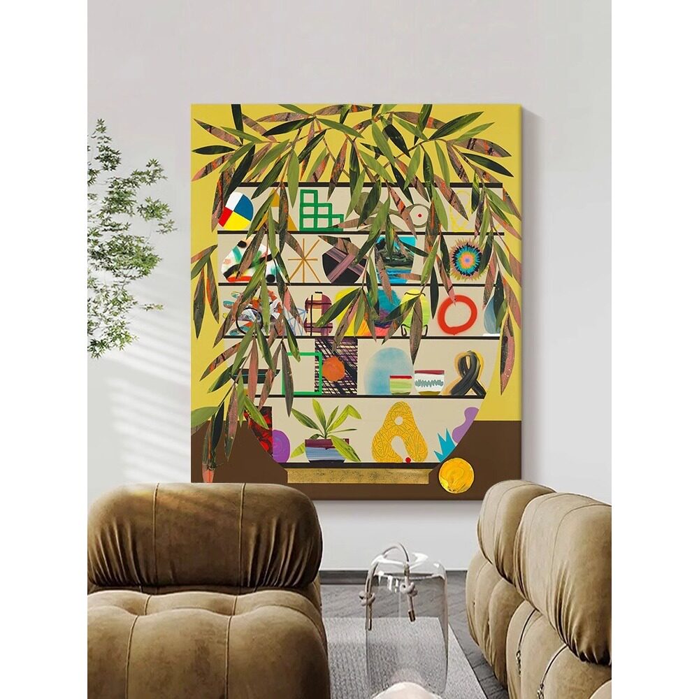 马蒂斯野兽派植物客厅背景墙装饰画大幅落地玄关高级感原木风挂画