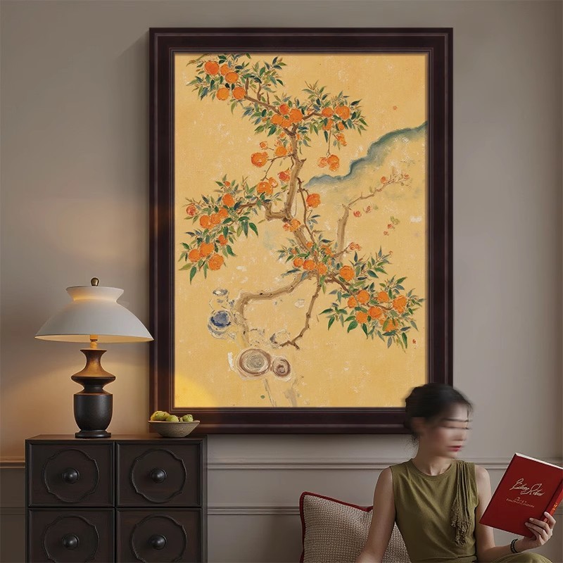 宋代美学客厅书房植物花卉油画感法式中古风玄关装饰挂画图片