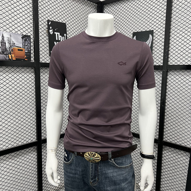 夏季新款男短袖T恤圆领纱鱼刺绣简约小标潮流时尚半袖体恤衫上衣,男装,T恤,淘宝优惠券,粉丝福利购,淘宝优惠卷