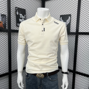 翻领POLO衫男短袖t恤夏季新款刺绣字母修身休闲透气商务男装上衣