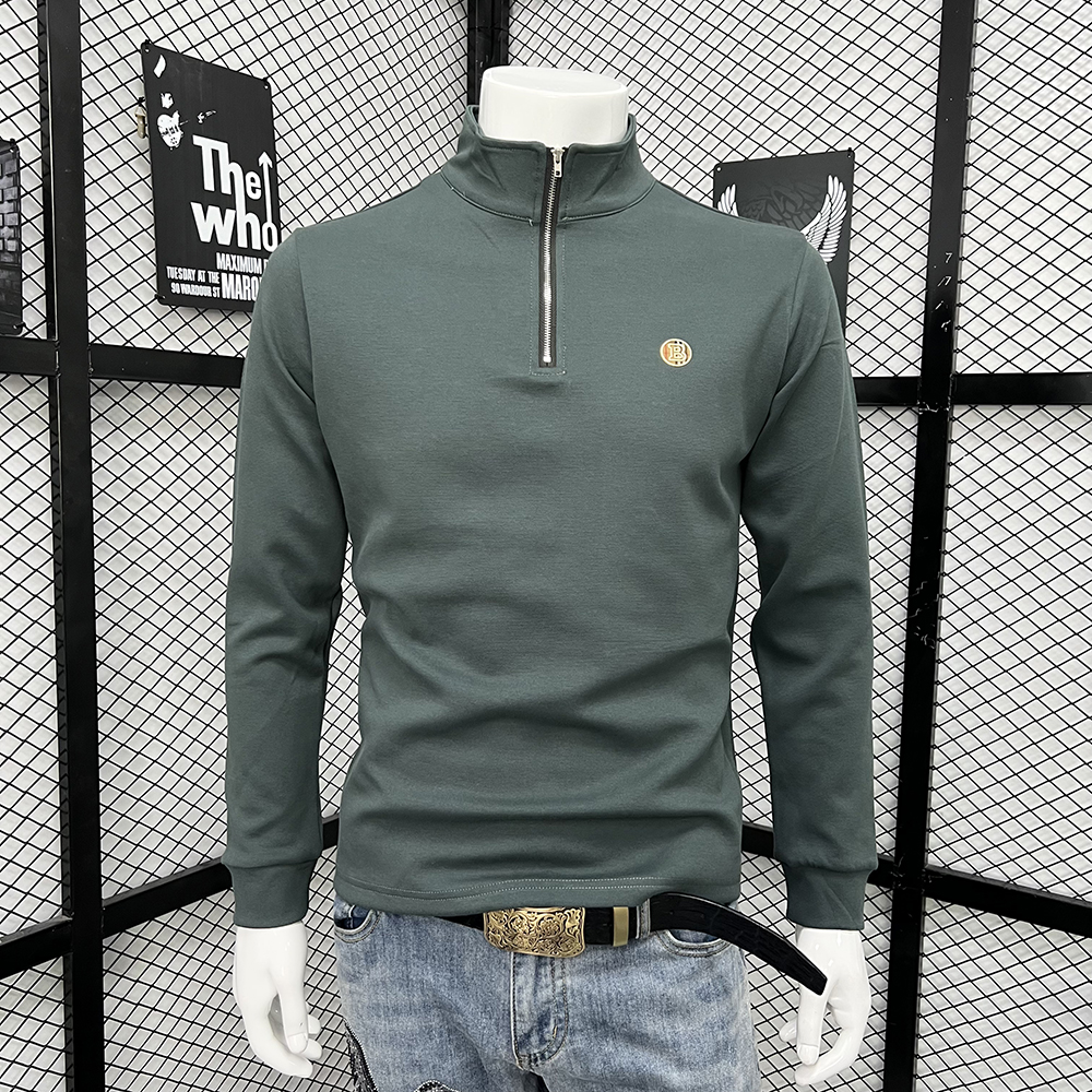半拉链潮ins打底长袖体恤卫衣男