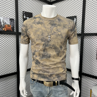 高品质男装扎染短袖T恤圆领时尚