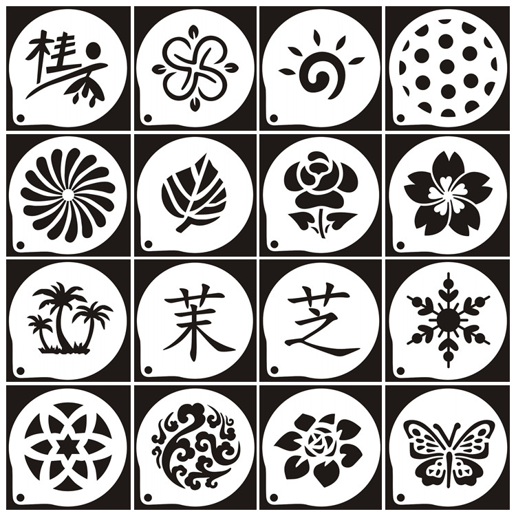 4寸软欧包面包撒粉模具 茉芝字椰树图案喷花模糖粉筛 印花模装饰