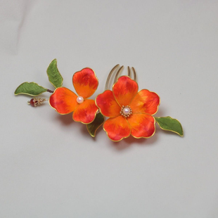 绒花发饰头饰手工蝴蝶发簪古风非遗汉服琉璃发夹配饰饰品2