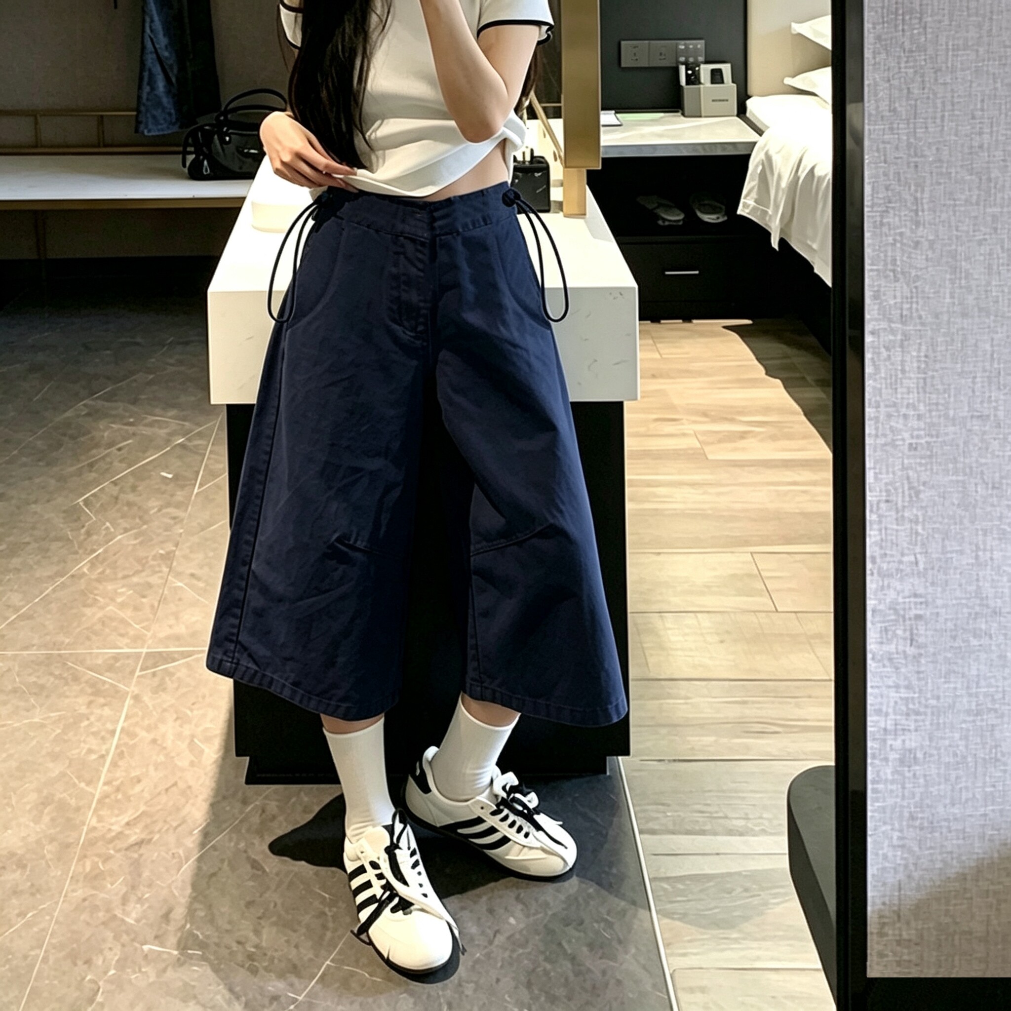 夏季新款孕妇装休闲直筒裤七分裤