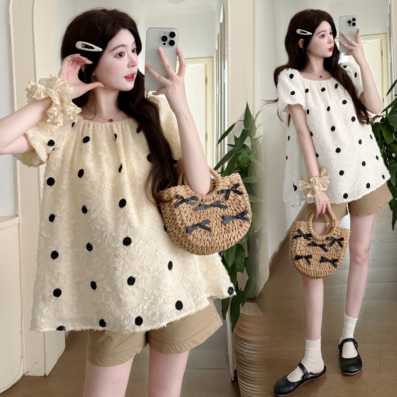 孕婦夏裝新款短袖上衣時尚娃娃衫