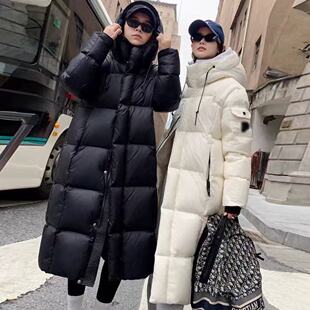 H98875-2025新款铂金魔方长款羽绒服女款简约气质龟背保暖外套潮