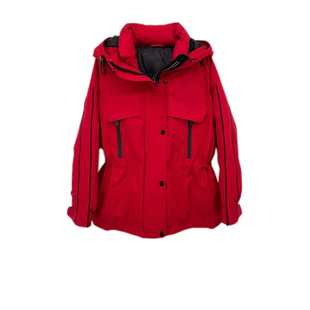 H99232新年红收腰百搭冲锋衣男女同款羽绒服