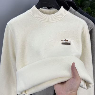 半高领毛衣男外套男款2025新款冬雪尼尔加绒加厚男士针织打底衫潮