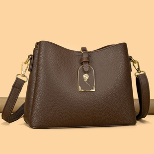 真皮手拎包水桶包女包2025新款通勤包大气送妈妈包单肩斜挎手提包