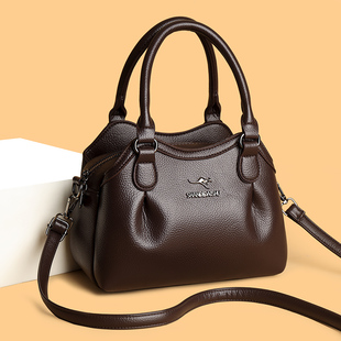 软皮真皮女士包包2026新款洋气斜挎包牛皮女包多层容量手提包单肩