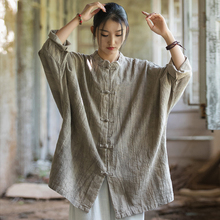 中式棉麻春秋女太极服休闲改良太极拳练功服女上衣单件女晨练服女