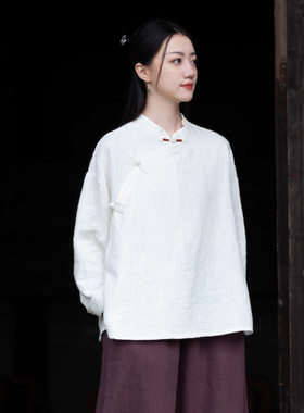 休闲太极服女新款棉麻舞蹈服练功服女亚麻中国风女晨练太极服夏装