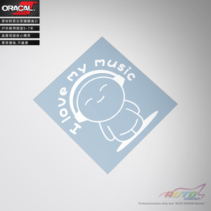 I LOVE MUSIC sticker HellaFlush涂鸦车贴纸我爱音乐个性车贴纸