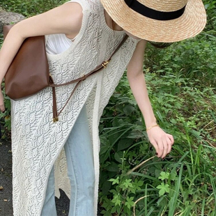 开春流行爆款外搭叠穿无袖镂空罩衫长裙2025新款连衣裙子女早春装