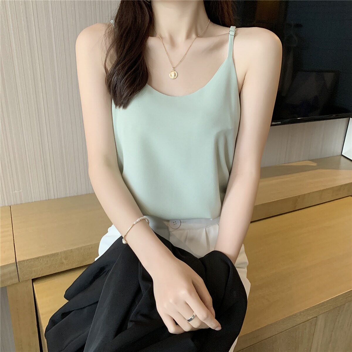 西装内搭v领雪纺小吊带背心女夏背心吊带