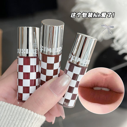 苏西美搭棋盘格哑光唇泥雾面口红哑光丝绒不易脱色不易沾杯唇釉