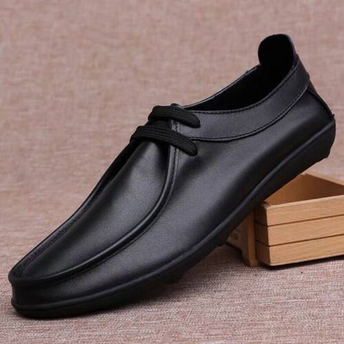 外贸潮流轻便黑色懒人鞋真皮