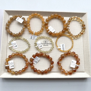 一物一图天然黄水晶金发晶手串合集巴西暴力黄旺财聚财手链转运