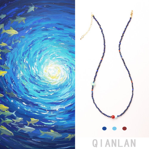 天然青金石项链女款锁骨链小众设计感高级轻奢气质颈链配饰礼物