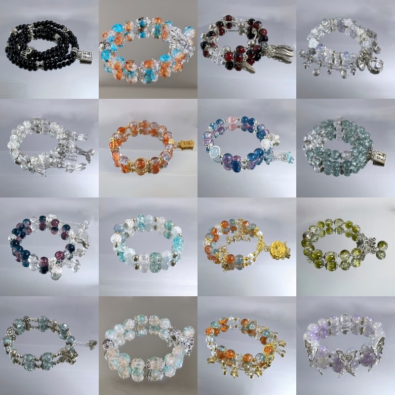 原创淄博琉璃小众设计手链女百搭多色串珠手环学生饰品绝美手串