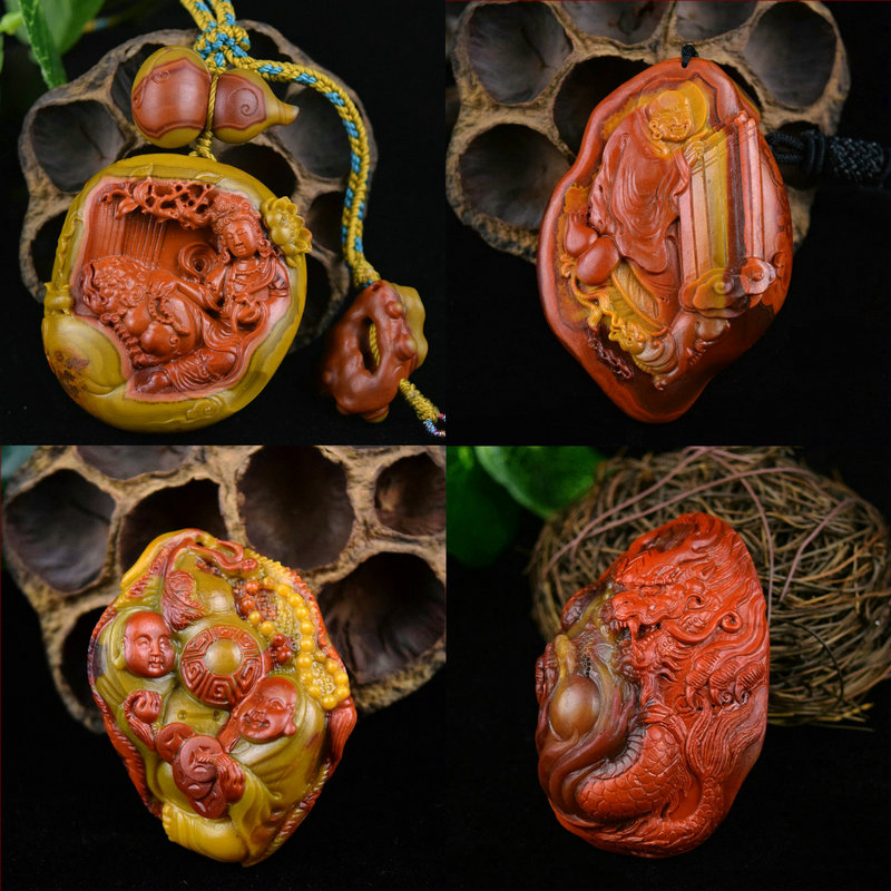 宣化战国红南红北票玛瑙天然原矿石精品俏雕佛珠项链手把挂件吊坠