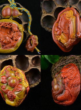 天然战国红玛瑙俏雕挂件