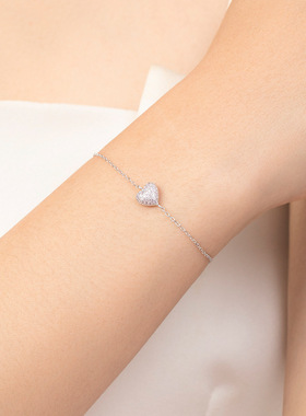 法国chrry koop甜美s925银少女粉满钻爱心手链女轻奢小众ins