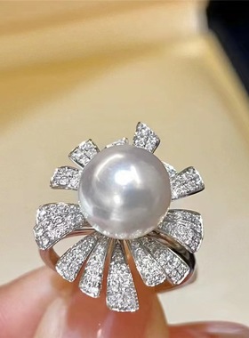 日系cherrykoko太阳花珍珠戒指女开口ins轻奢风时尚气质优雅