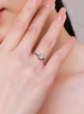 法国chrry koops925银单钻超闪戒指女简约时尚轻奢高级感求婚女戒