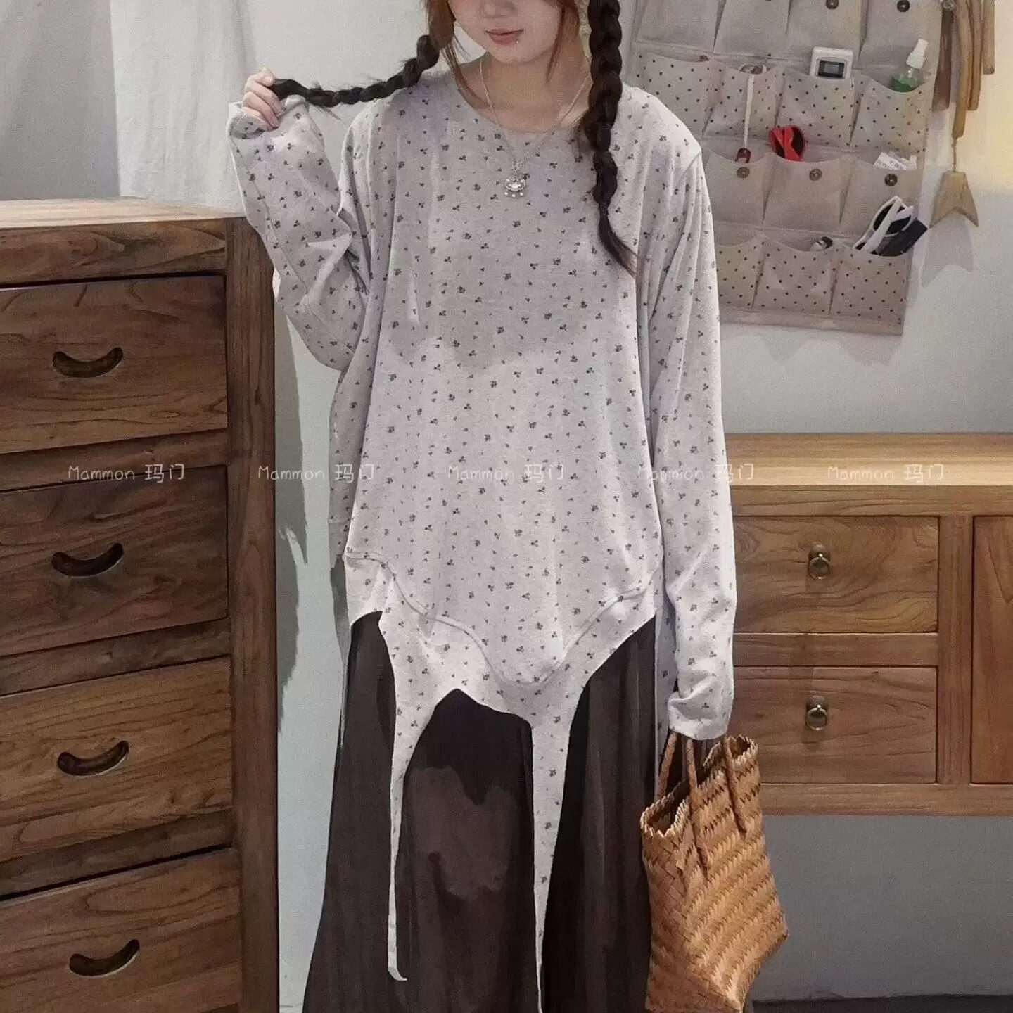 玛门宝藏款独特飘带不规则T恤图片