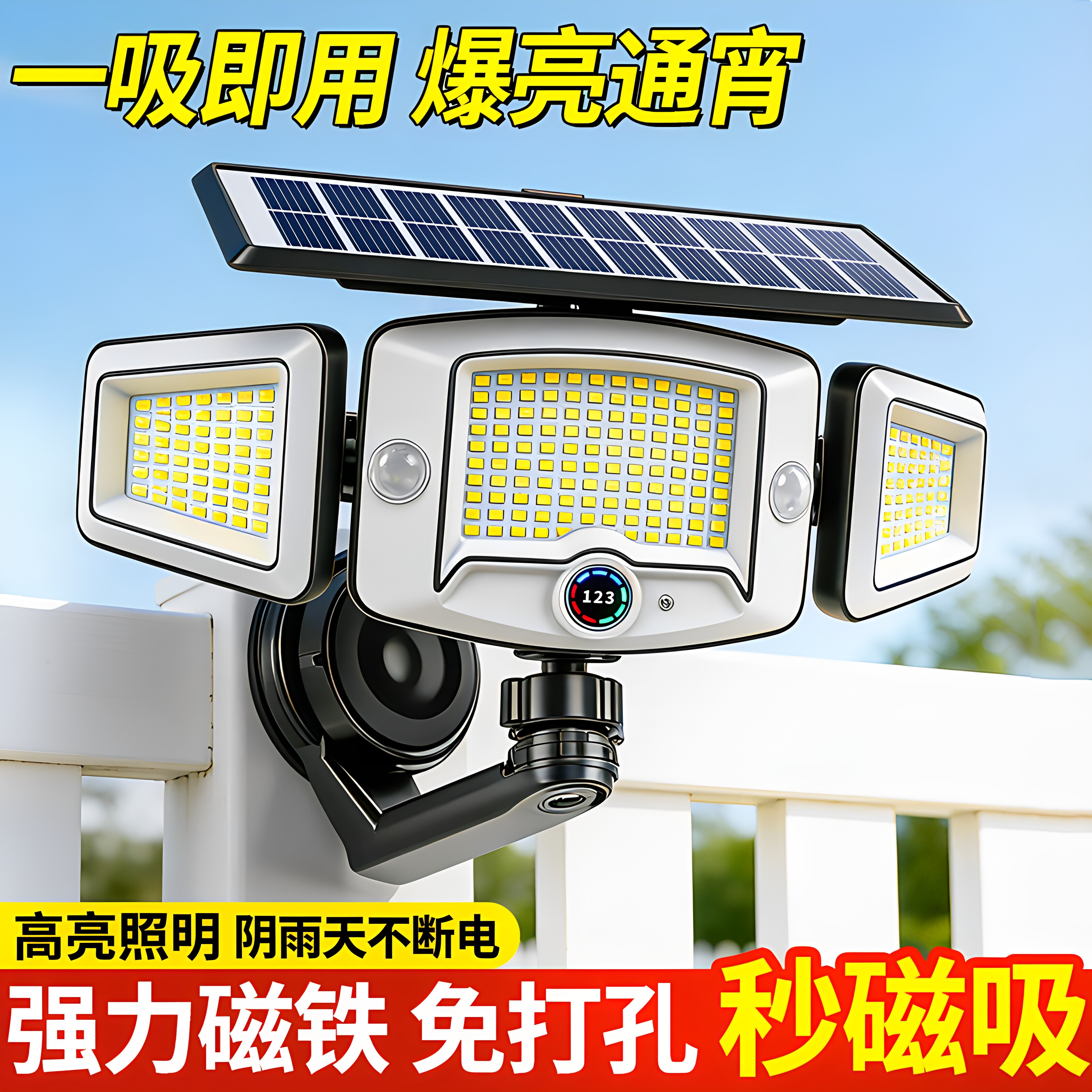 【免打孔安装】太阳能磁吸照明灯