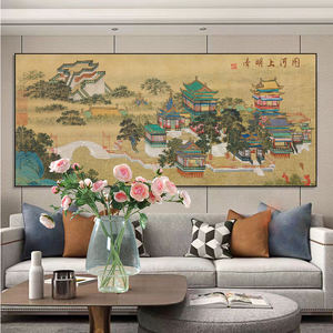新款满绣十字绣古典名画清明上河图线绣客厅办公室大幅手工自己绣
