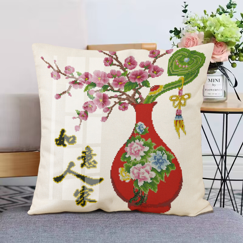 2024新款十字绣卧室汽车后排座抱枕定制个性沙发靠枕自己绣