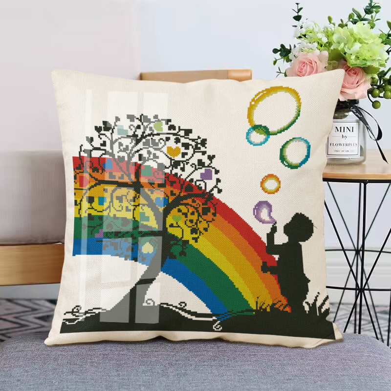 2024新款十字绣卧室汽车后排座抱枕定制个性沙发靠枕自己绣