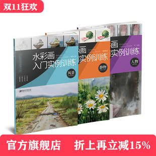 水彩入门教材 专业水彩画教程 水彩画实用参考大系——水彩画入门实例训练全套 赠运费险