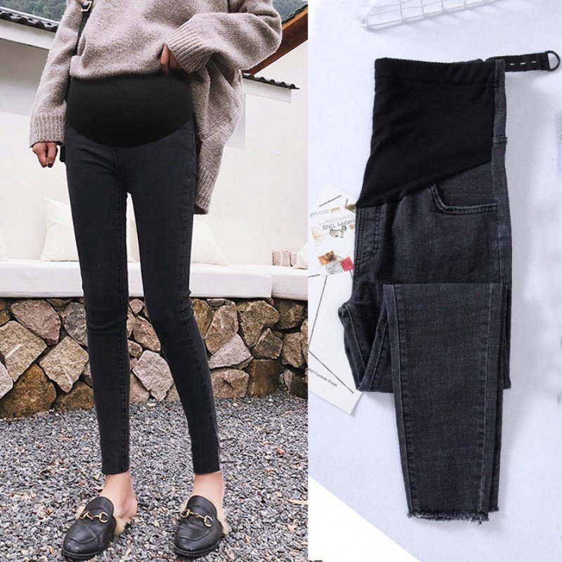 孕妇裤子秋季外穿牛仔裤春秋潮妈九分矮个子小脚打底长裤秋冬时尚