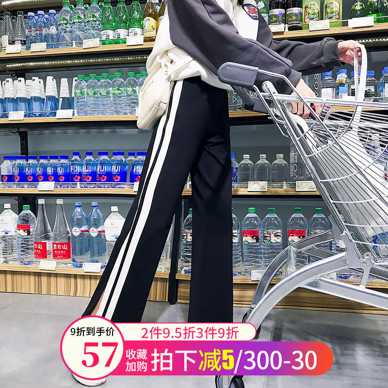 孕妇裤子秋季外穿宽松阔腿裤春秋外穿直筒长裤休闲运动裤潮妈秋冬