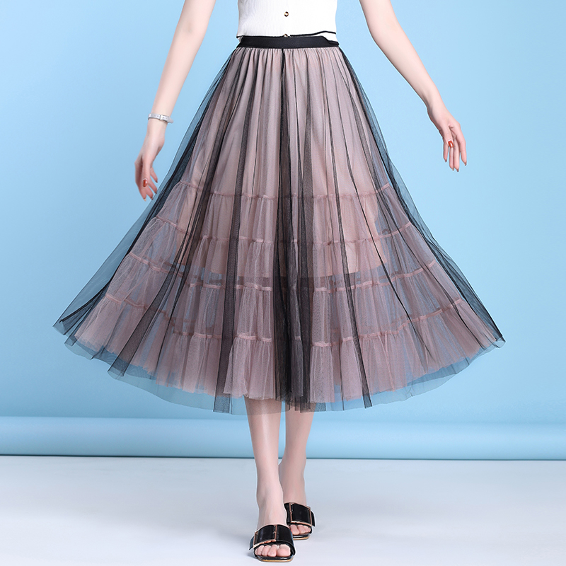 半身裙女中長款百搭顯瘦韓版高腰網紗百褶紗裙仙女蓬蓬裙2019新款在類目 女裝/女士精品, 半身裙中 - 來自Buy2taobao.com提供專業的淘寶代購服務